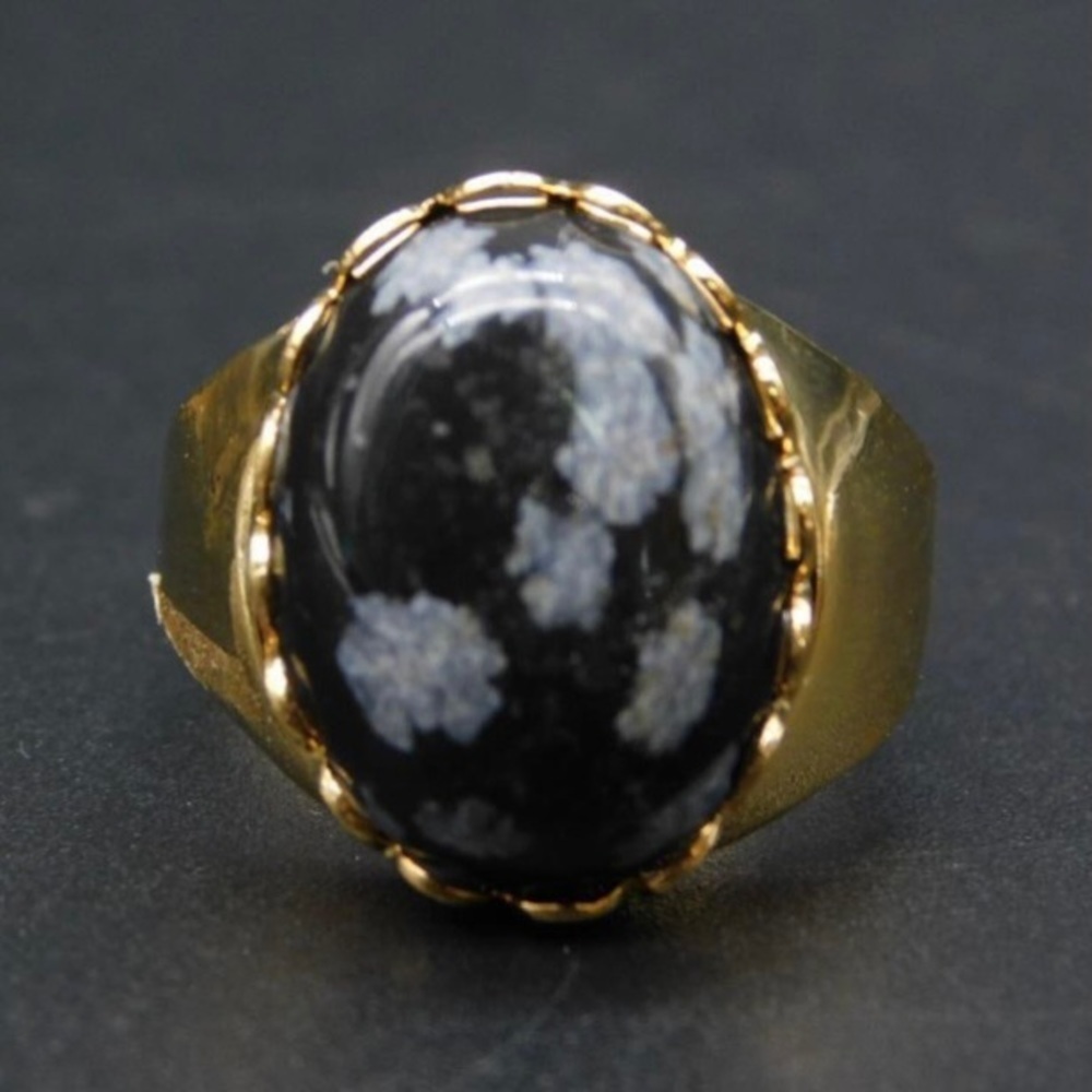 VINTAGE SNOWFLAKE OBSIDIAN RING